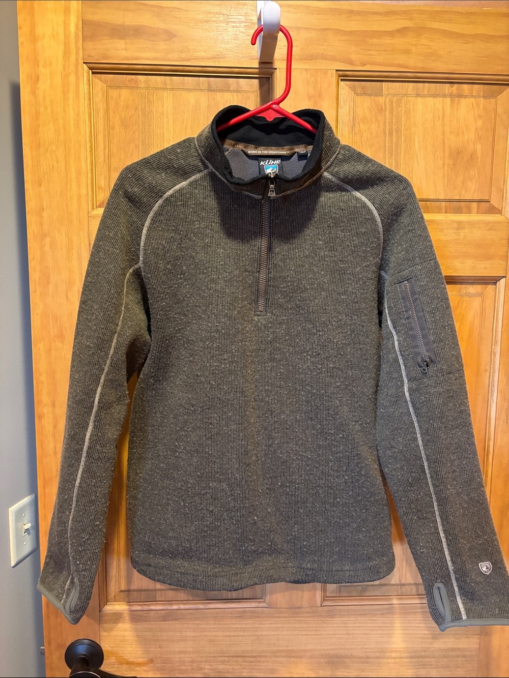 Kuhl Men’s Olive Quilted-Texture Quarter Zip Pullover